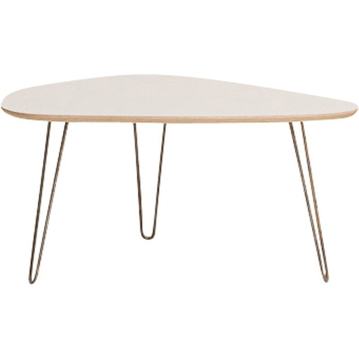 Vintage salontafel met lichtgrijs laminaatblad, Frankrijk