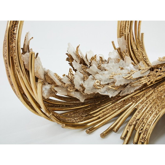 Image 1 of Vintage eettafel in messing en bergkristallen door Isabelle Faure voor Maison Honoré, 1970