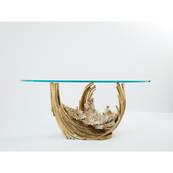 Image 1 of Vintage eettafel in messing en bergkristallen door Isabelle Faure voor Maison Honoré, 1970