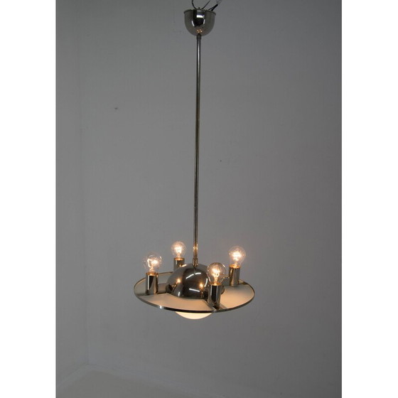 Image 1 of Vintage kroonluchter van glas en opalineglas, jaren 1920