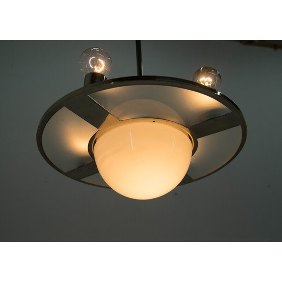 Image 1 of Vintage kroonluchter van glas en opalineglas, jaren 1920