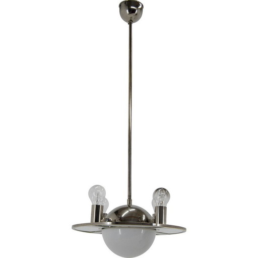 Vintage kroonluchter van glas en opalineglas, jaren 1920