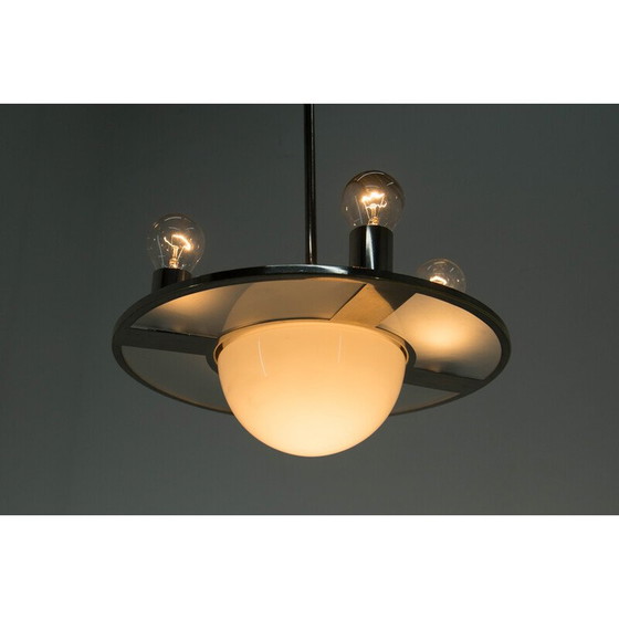 Image 1 of Vintage kroonluchter van glas en opalineglas, jaren 1920