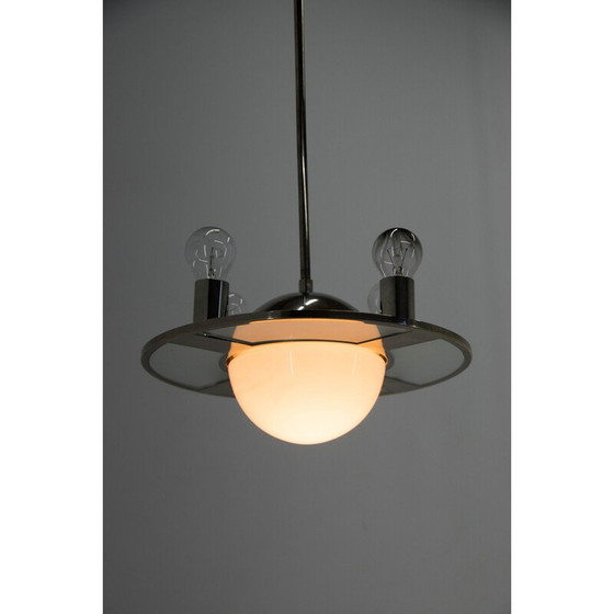 Image 1 of Vintage kroonluchter van glas en opalineglas, jaren 1920