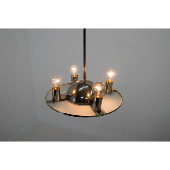 Image 1 of Vintage kroonluchter van glas en opalineglas, jaren 1920