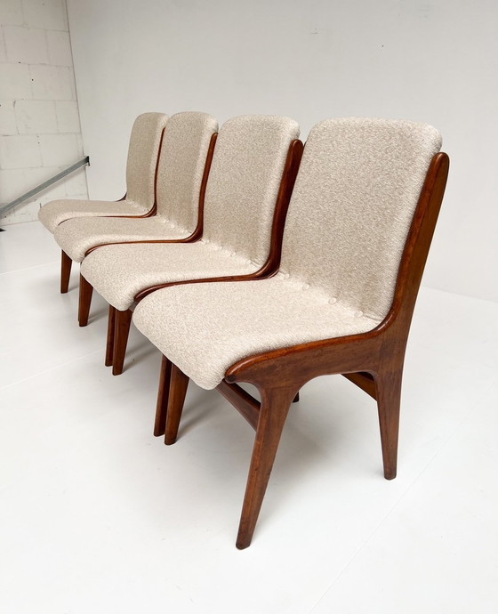 Image 1 of Set Van 4 Opnieuw Gestoffeerde Mahjongg Stoelen, 1950'S