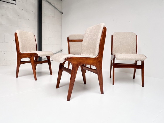 Image 1 of Set Van 4 Opnieuw Gestoffeerde Mahjongg Stoelen, 1950'S