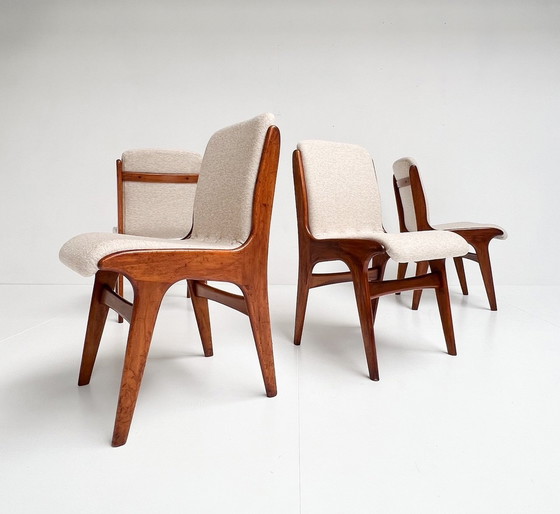 Image 1 of Set Van 4 Opnieuw Gestoffeerde Mahjongg Stoelen, 1950'S