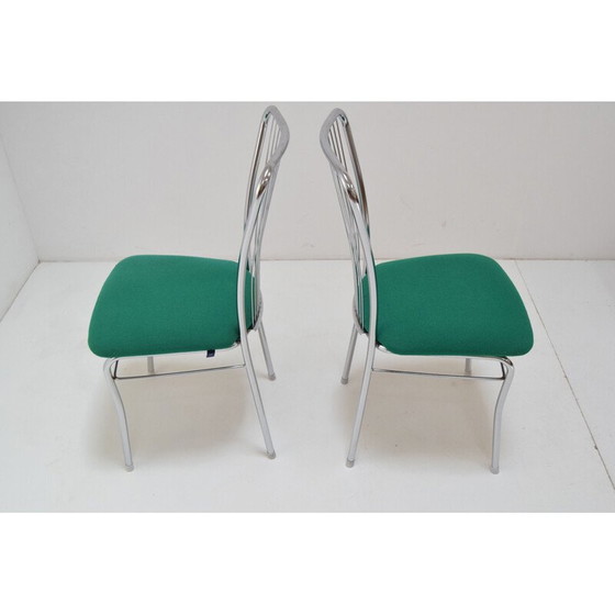 Image 1 of Paar vintage stoelen in chroom en stof van Nowy Styl, Tsjecho-Slowakije 1980