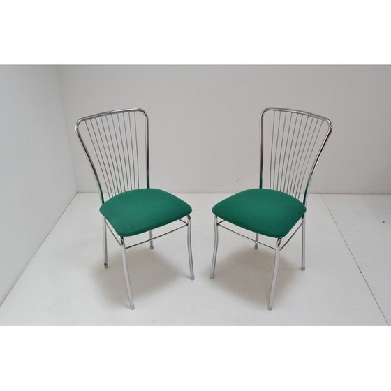 Image 1 of Paar vintage stoelen in chroom en stof van Nowy Styl, Tsjecho-Slowakije 1980