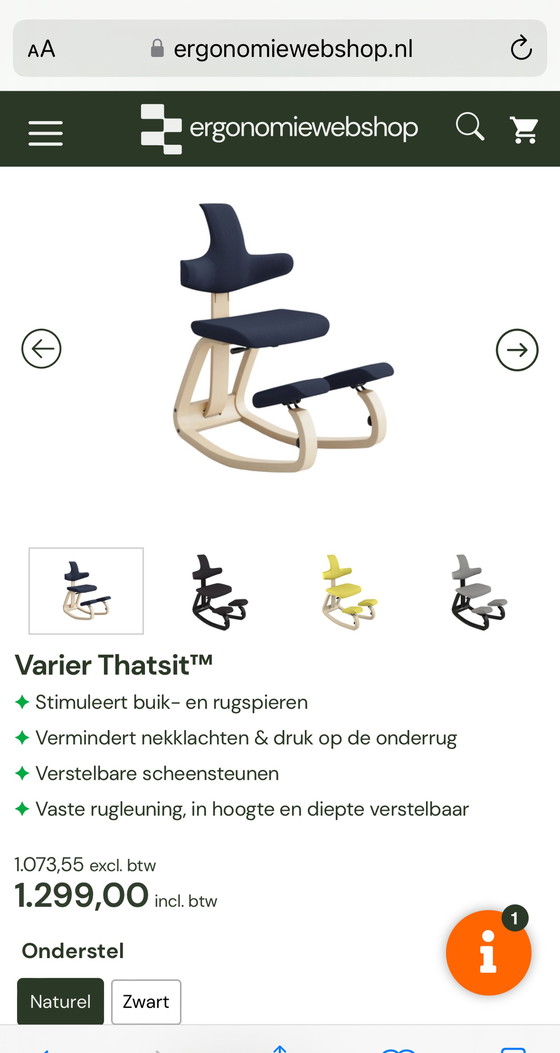 Image 1 of Stokke Varièr Thatsit ergonomische bureaustoel