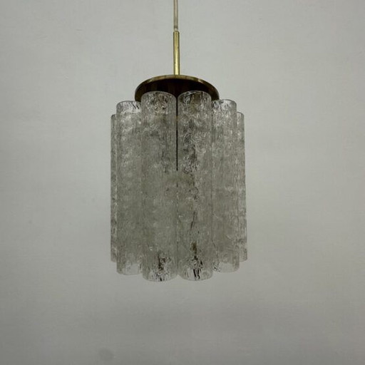 1x Doria Leuchten Hanglamp met Glazen Cilinders, 1970's