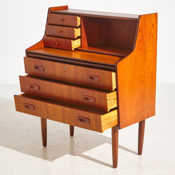 Image 1 of Vintage Deense teakhouten secretaire met zes laden