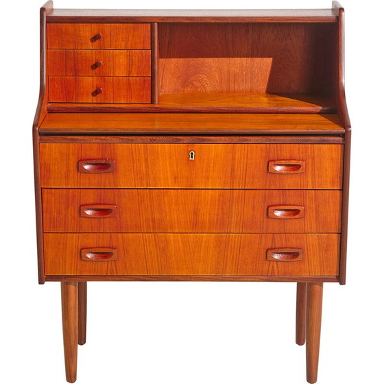 Image 1 of Vintage Deense teakhouten secretaire met zes laden