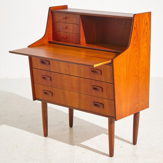 Image 1 of Vintage Deense teakhouten secretaire met zes laden