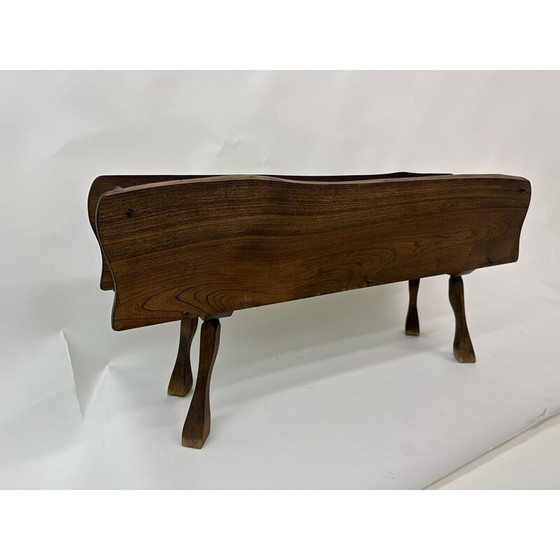 Image 1 of Brutalistische vintage massief houten plantenbak, jaren 1970