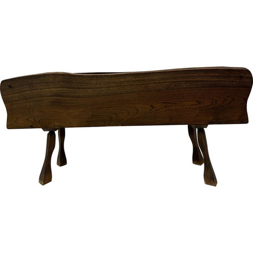 Brutalistische vintage massief houten plantenbak, jaren 1970