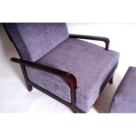 Image 1 of Art Deco verstelbare vintage fauteuil met voetenbankje, jaren 1930