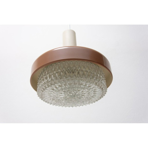 Image 1 of Vintage hanglamp van glas, kunststof, metaal en chroom, Tsjechoslowakije 1970