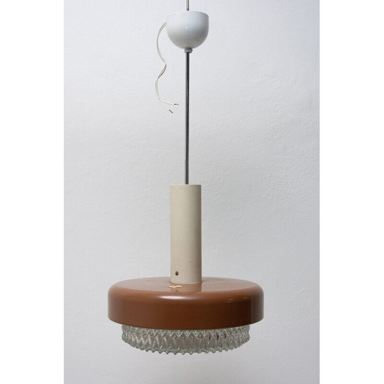 Image 1 of Vintage hanglamp van glas, kunststof, metaal en chroom, Tsjechoslowakije 1970