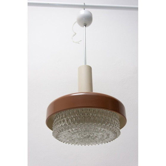 Image 1 of Vintage hanglamp van glas, kunststof, metaal en chroom, Tsjechoslowakije 1970