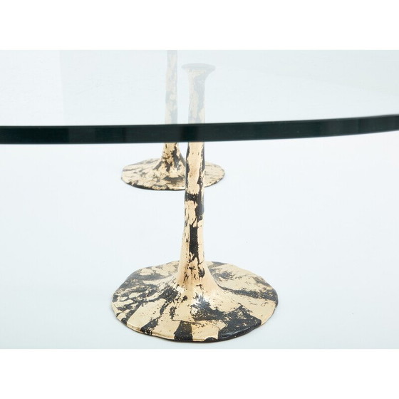 Image 1 of Vintage verguld smeedijzeren salontafel met bladgoud, 1970