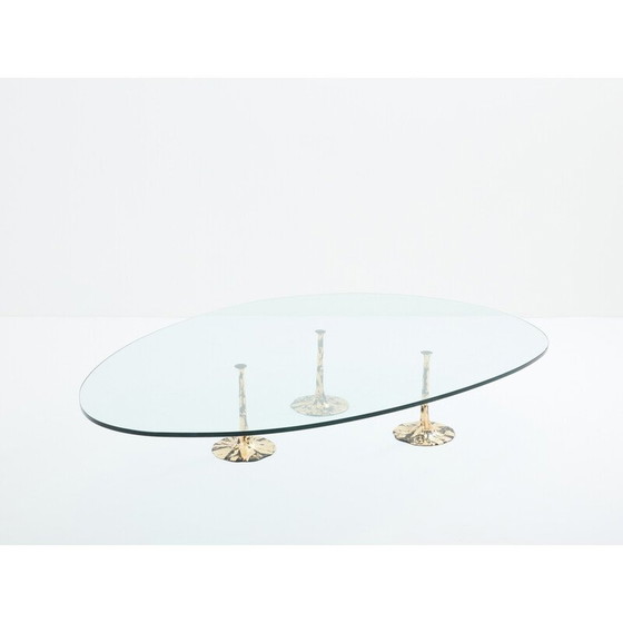 Image 1 of Vintage verguld smeedijzeren salontafel met bladgoud, 1970