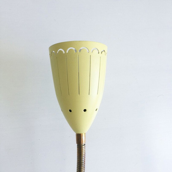 Image 1 of Paar vintage gele wandlampen met flexibele arm, Denemarken 1950