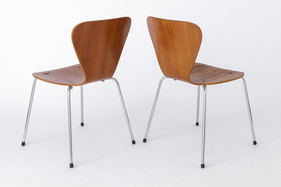 Image 1 of Set van 6 vintage stapelstoelen, 1960S, Teakhout - Duits ontwerp