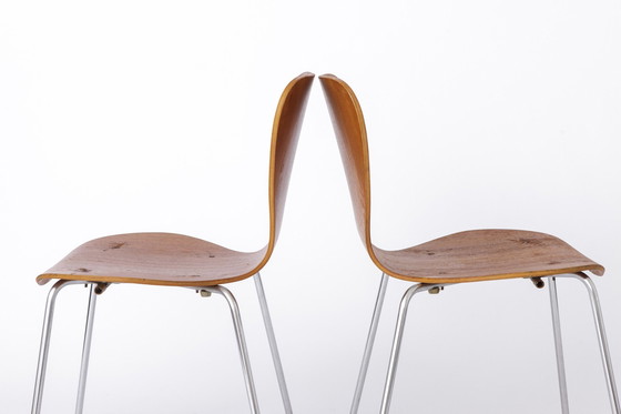 Image 1 of Set van 6 vintage stapelstoelen, 1960S, Teakhout - Duits ontwerp