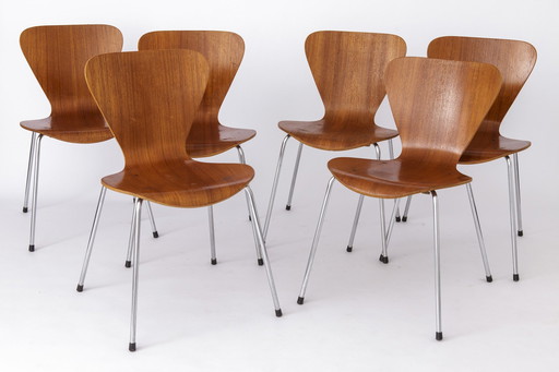 Set van 6 vintage stapelstoelen, 1960S, Teakhout - Duits ontwerp