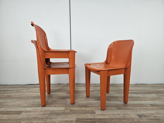 Image 1 of Stapelbare stoelen in oranje kunststof uit de Casa 70-collectie van Albaplast voor Dal Vera