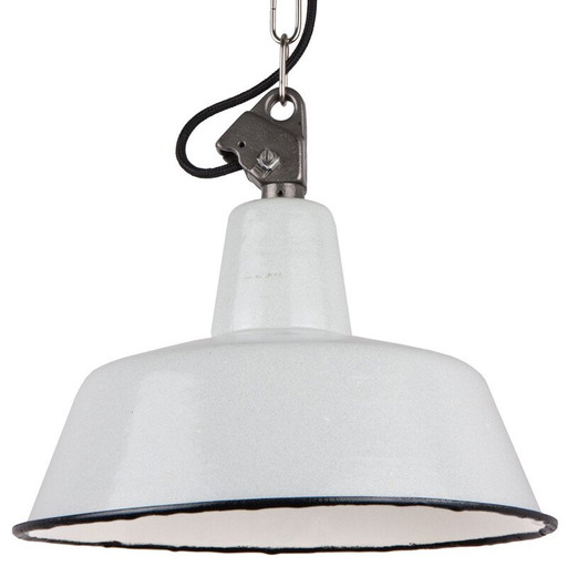 Vintage grijs geëmailleerde hanglamp, Polen 1960