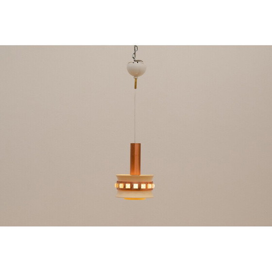 Image 1 of Vintage hanglamp van geslepen glas en kunststof, Tsjechoslowakije 1970