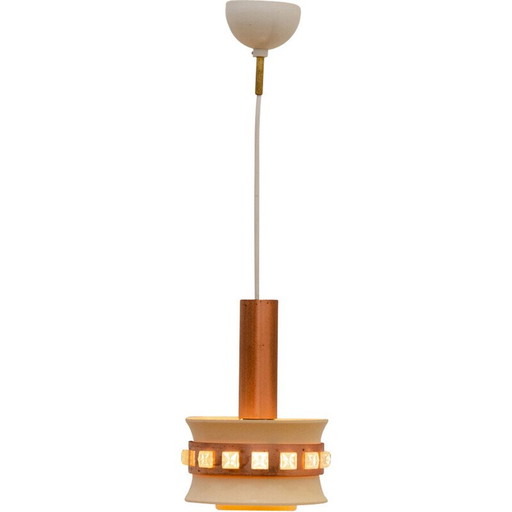 Vintage hanglamp van geslepen glas en kunststof, Tsjechoslowakije 1970