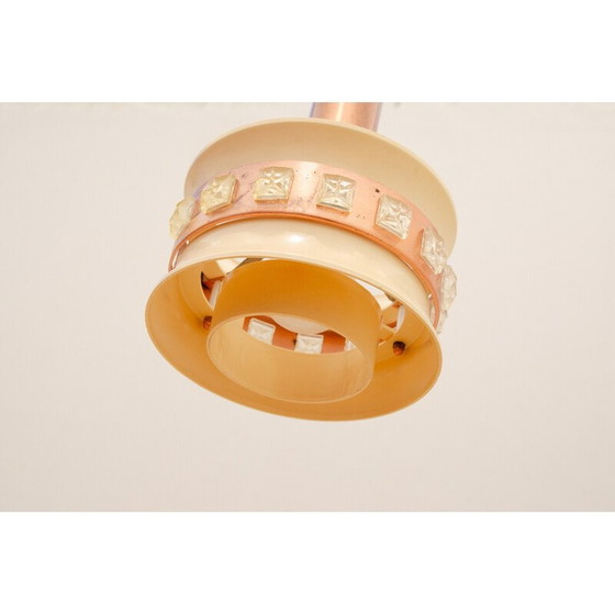 Image 1 of Vintage hanglamp van geslepen glas en kunststof, Tsjechoslowakije 1970