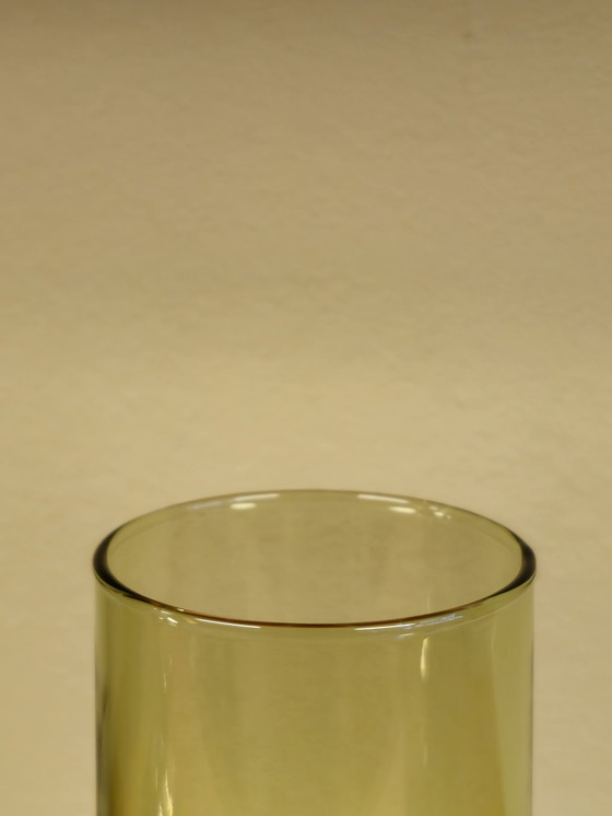 Image 1 of Vintage Karaf Waterkan Waterglazen Glazen Lime Green Glazen Groen