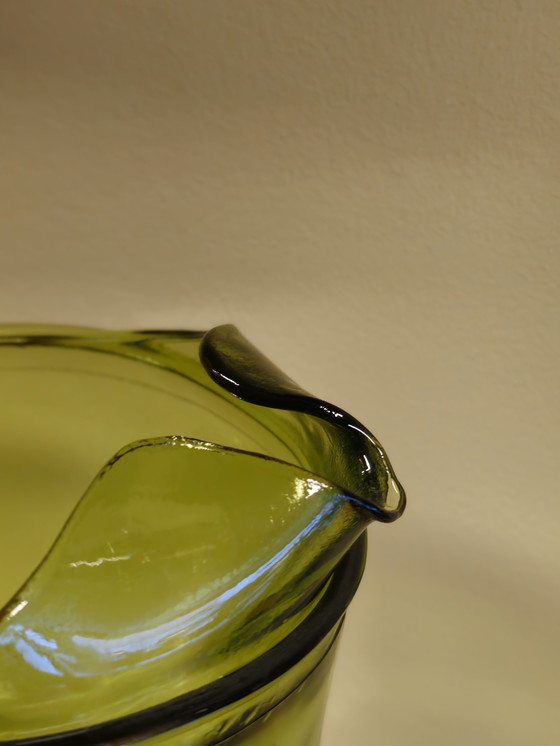 Image 1 of Vintage Karaf Waterkan Waterglazen Glazen Lime Green Glazen Groen