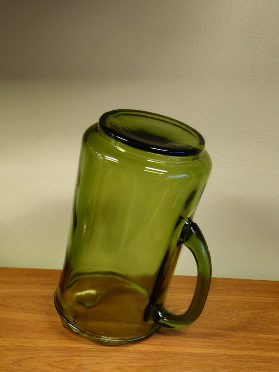 Image 1 of Vintage Karaf Waterkan Waterglazen Glazen Lime Green Glazen Groen