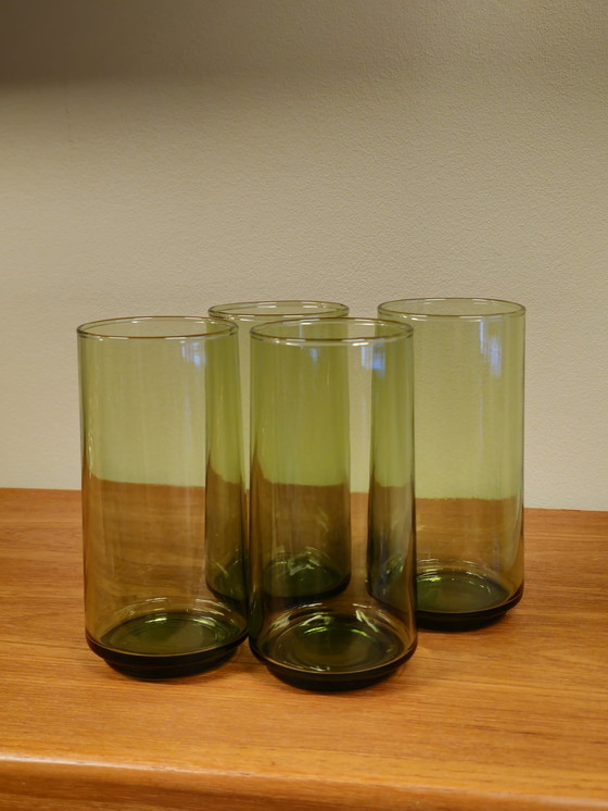 Image 1 of Vintage Karaf Waterkan Waterglazen Glazen Lime Green Glazen Groen