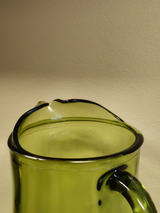 Image 1 of Vintage Karaf Waterkan Waterglazen Glazen Lime Green Glazen Groen