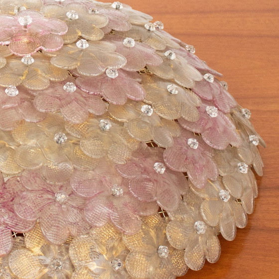 Image 1 of Plafondlamp in roze bloem Murano glas voor Seguso, 1960S