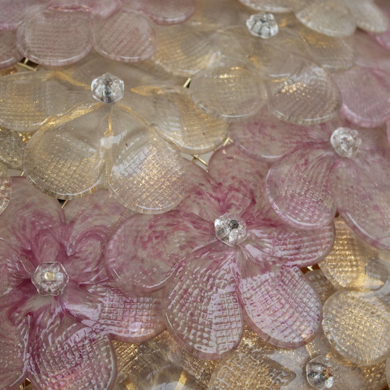 Image 1 of Plafondlamp in roze bloem Murano glas voor Seguso, 1960S
