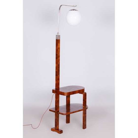 Image 1 of Vintage vloerlamp van glas en verchroomd staal, Tsjecho-Slowakije 1930