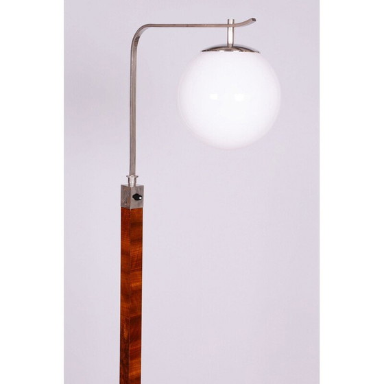 Image 1 of Vintage vloerlamp van glas en verchroomd staal, Tsjecho-Slowakije 1930