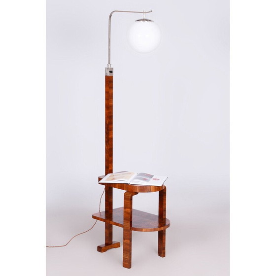 Image 1 of Vintage vloerlamp van glas en verchroomd staal, Tsjecho-Slowakije 1930