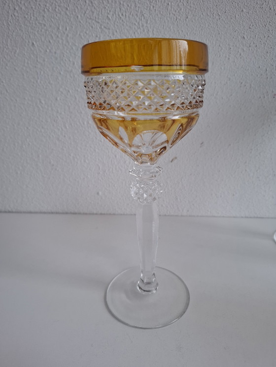 Image 1 of 4 Gekleurde Vintage Kristallen Wijnglazen