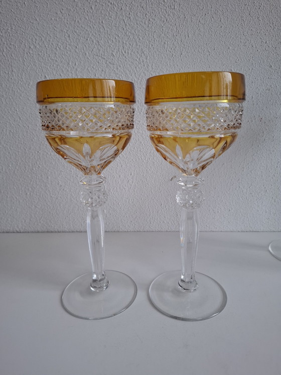 Image 1 of 4 Gekleurde Vintage Kristallen Wijnglazen