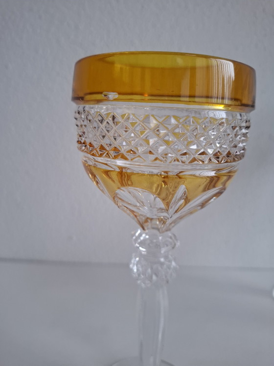 Image 1 of 4 Gekleurde Vintage Kristallen Wijnglazen