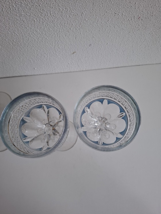 Image 1 of 4 Gekleurde Vintage Kristallen Wijnglazen